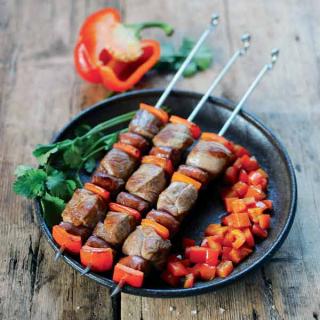 Lamb and merguez skewers a la Plancha Lamb and merguez skewers a la Plancha