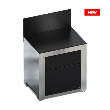 MODULO - Stainless Steel and Black 2-drawer worktop Furniture